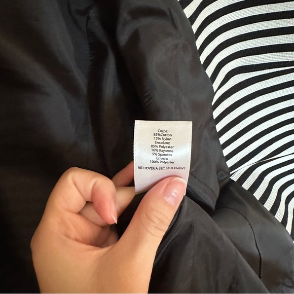 Halogen Black & White Striped Zip Jacket Blazer - Picture 6 of 8